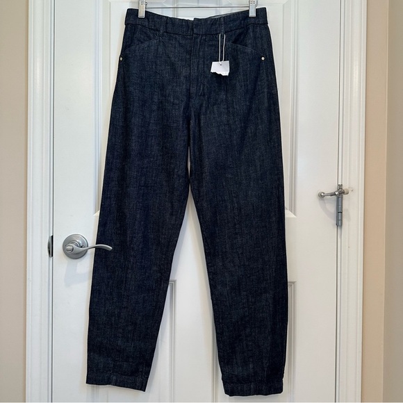 ‘ S Max Mara Label-cut Denim Carrot Trousers Size: US6 IT40 Spring / Summer - Picture 10 of 17